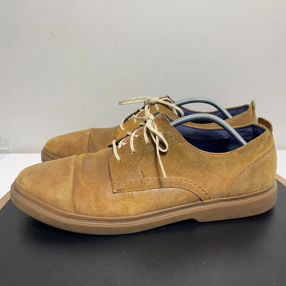 Cole Haan Grand OS Oxford Men 11.5 Cap Toe Tan Suede Business Casual Dadcore